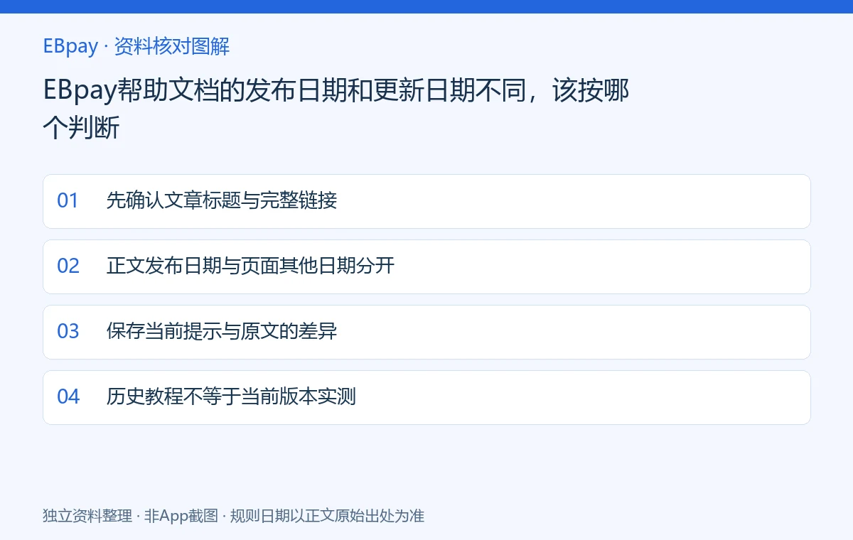 EBpay帮助文档的发布日期和更新日期不同,该按哪个判断:资料核对示意图